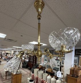 Antique gas electric brass fixture, that is working with new shades