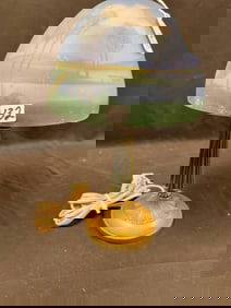 Antique Bronze Reverse Painted Boudoir Lamp