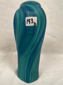Van Briggle Leaf Molded Vase-Turquoise