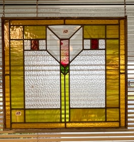 Arts and Crafts Mission Style Leaded Glass Parlor Window
