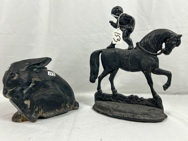 Pair of Figural Cast Iron Black Door Stops