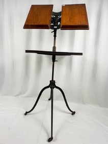 Antique Dictionary Stand in Oak and Iron