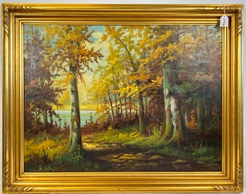 A. Colin Oil on Canvas Painting-Autumn Scene