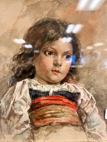 European School Watercolor on Paper-Unsigned