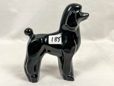 Baccarat Black Crystal Standard Poodle Dog, Signed.