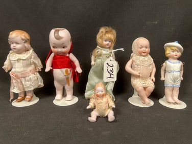 Lot of 6 Antique Bisque Dolls