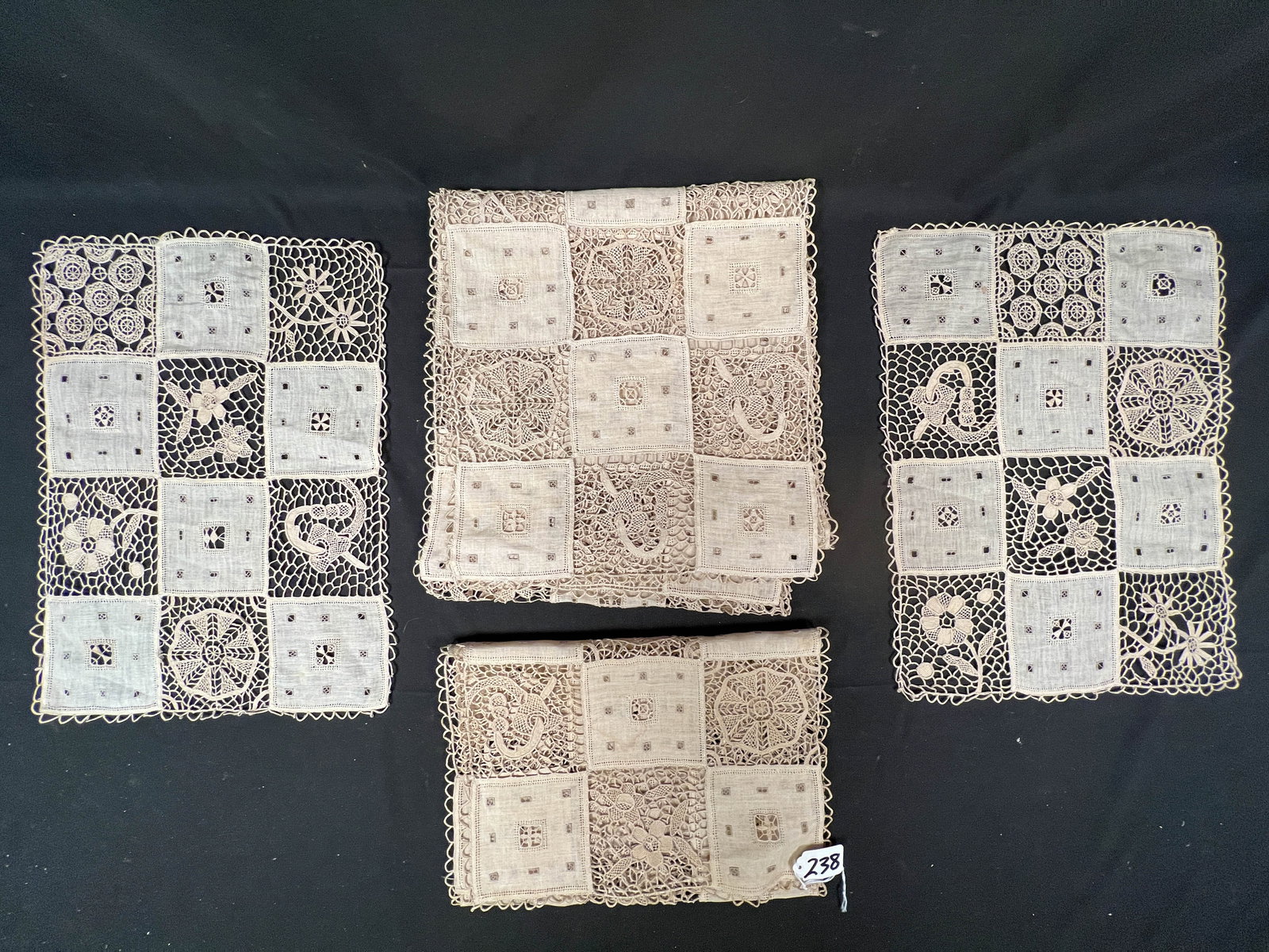Antique Gorgeous Bobbin Lace Runner Along with 3 Placemats (1 of 4)