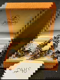 Set of Etruscan revival black hills gold cameo pendant and earrings