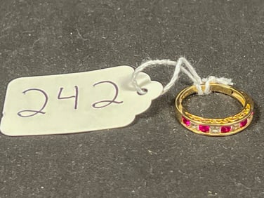 10k Gold Ruby and Diamond Baguette Ring