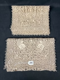 Handmade Figural Runner with Birds; Along with 8 placemats with Acorns