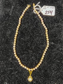 14k Gold and 6mm Cultured Pearl Necklace