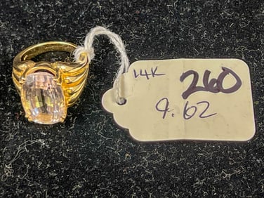 14k Gold Large Kunzite Ring