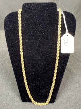 14k Gold 22" Long Chain Rope Necklace