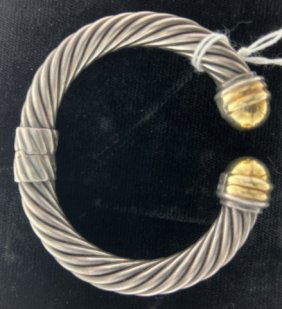 David Yurman Sterling and 14k yellow gold Hinged bracelet