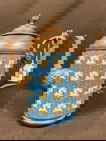 1880's Pewter and Enamel Coffee Pot