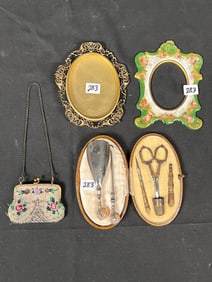 Victorian Treasures including Complete Sewing Case, French Frames