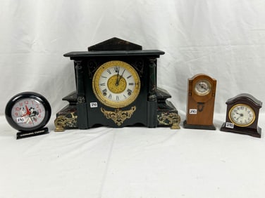 Lot of 4 clocks to Include Victorian Mantel Clock and More