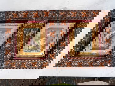 Pair of 1880's Copper Finish Photo Frames Grapes and Leaves