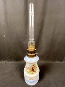 French Old Paris Porcelain Carcel-1840's - 1850's. Hand Painted Oil Lamp