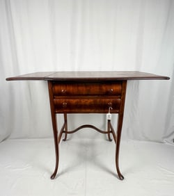 Vintage Mahogany Two Drawer Drop Leaf Side Table