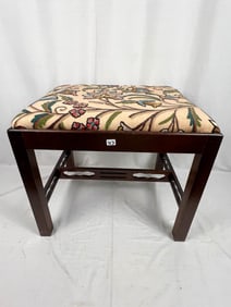 Mahogany Chippendale Style Footstool with Upholstered Slip Top