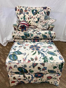 Contemporary Overstuffed Chair and Footstool