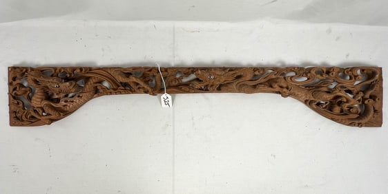 Antique exquisitely Hand Carved Oriental Dragon tapestry holder