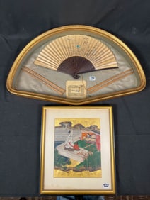 Early Hand Painted Chinese Painting with Gold Leaf Background