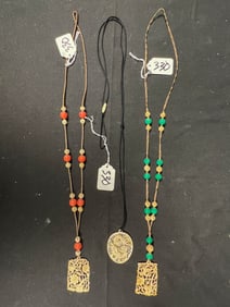 Vintage Jade Carved Necklace Pendants-Oriental