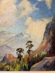 Robert Fraser Oil on Board-Colorado Rockies-1948