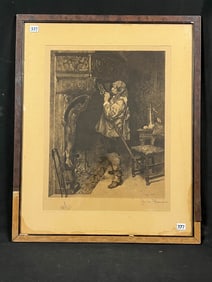 Paul Adolphe Rajon 19c. Print man with a sword