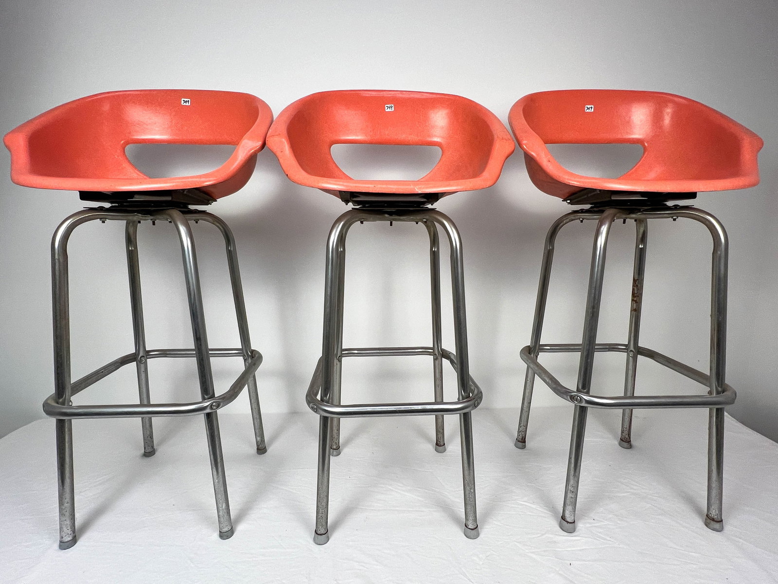 Three Molded Fiberglass Swivel Bar Stools-1950's (1 of 5)