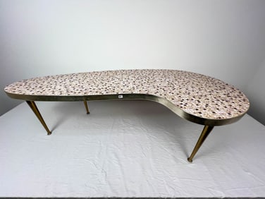 1950's Atomic Boomerang Tile Top Coffee Table with Aluminum Pencil Legs
