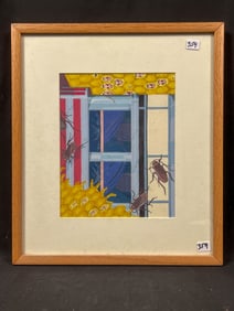 Insect painting on board surrealistic.