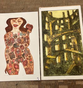 Pair of Meeker Prints. Coliseum and Woman. Unframed.