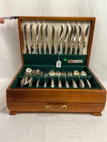 Silver Plate flatware  Rogers flair in cherry case