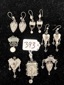 Set Victorian Pendants and Earrings