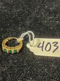 10K Gold Emerald and Diamond Ring