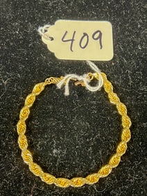 14K Gold Rope Bracelet.  16.22 grams
