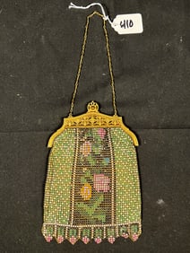 Antique Whiting Davis Art Deco Enamel Mesh Purse