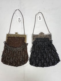 Pair of Art Deco Beaded Purses with Filigreed Frames