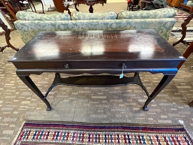 Mahogany Queen Ann Style Single Drawer Library/Sofa Table