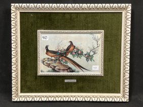 Hand Painted Bird Porcelain Plaque by P. R. de Aranjuez