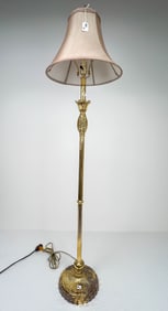 Gold Tone Brass Floor Lamp with Pineapple