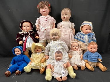 10 Composition Dolls in Period Appropriate Clothing