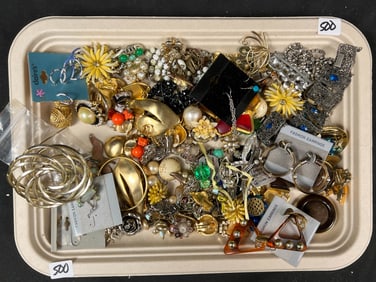 Large Costume Jewelry Lot of Earrings, Brooches and Bracelets