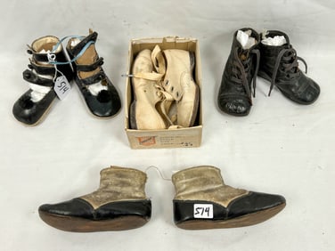 5 pairs turn of the century kids shoes.