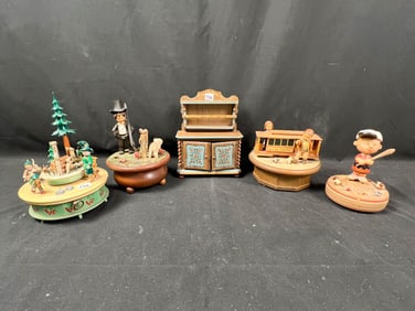 Lot of 5 Music Boxes-Anri, Thorens and Reuge