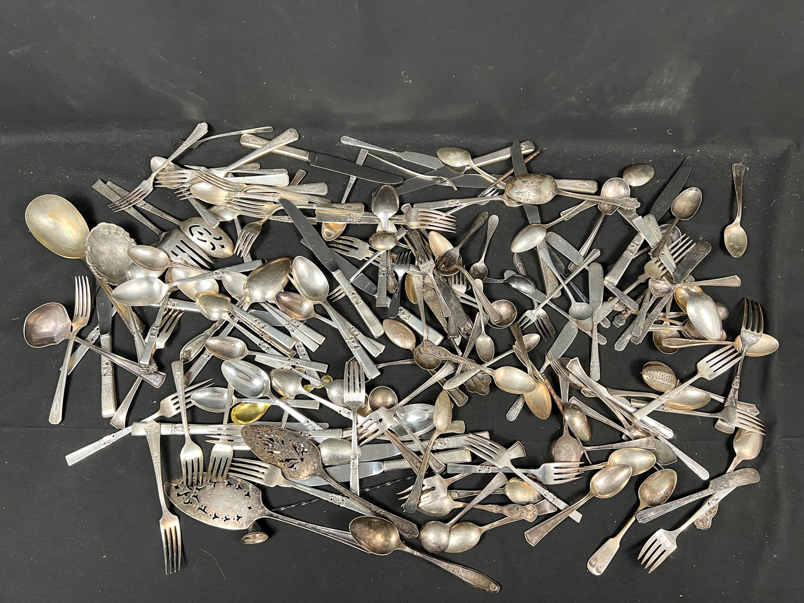 Mixed Large Lot of Silverplate and Stainless Flatware/Serving Utensils (1 of 2)