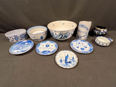 Mixed Lot of Blue and White Porcelain and Pottery